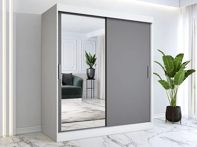 Szafa przesuwna biały + antracyt 180 cm - Seko 5X