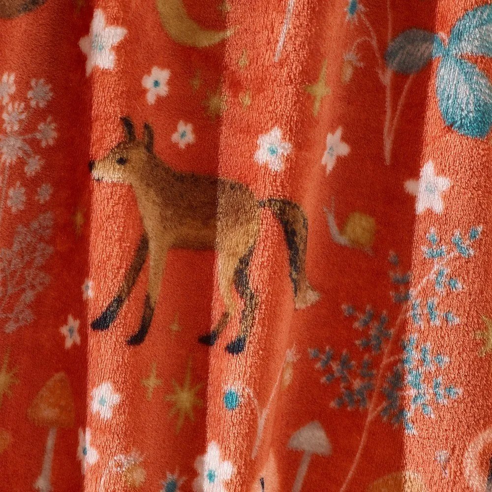 Pomarańczowy koc z mikropluszu 130x170 cm Enchanted Twilight Animals – Catherine Lansfield