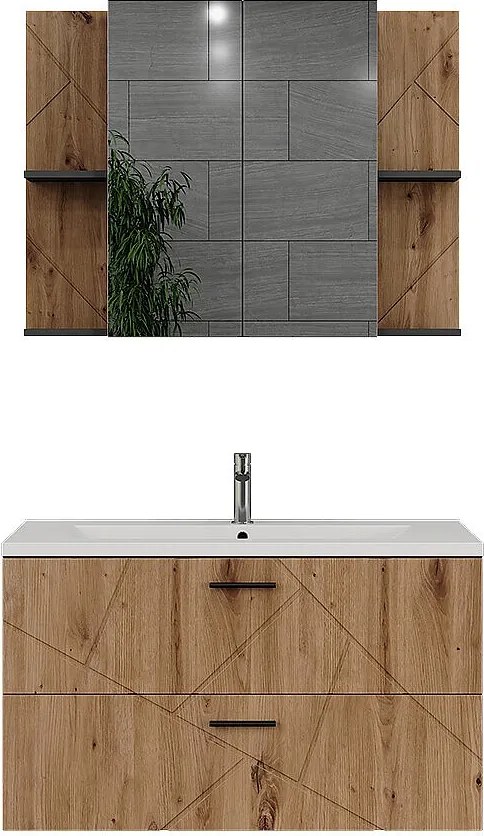 Zestaw mebli łazienkowych antracyt/dąb goldkraft 100x44.6x57 irma