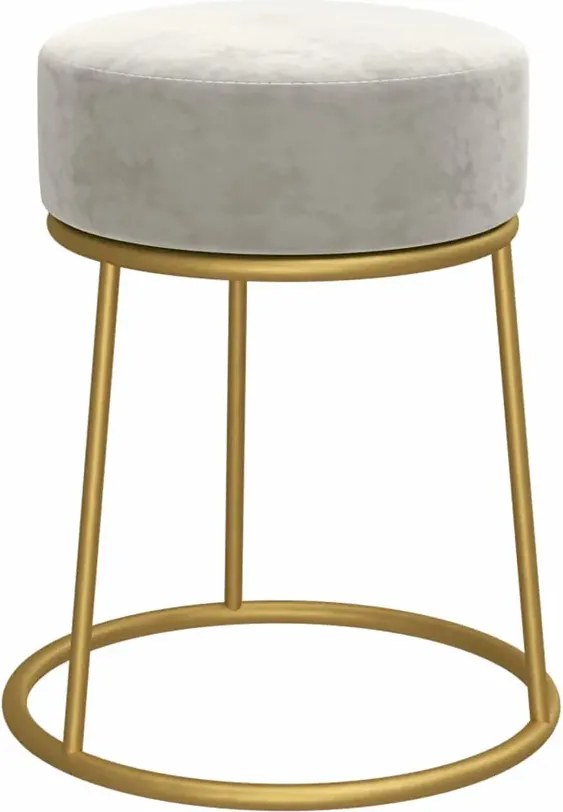Okrągły szary welurowy taboret w stylu glamour P5-L64