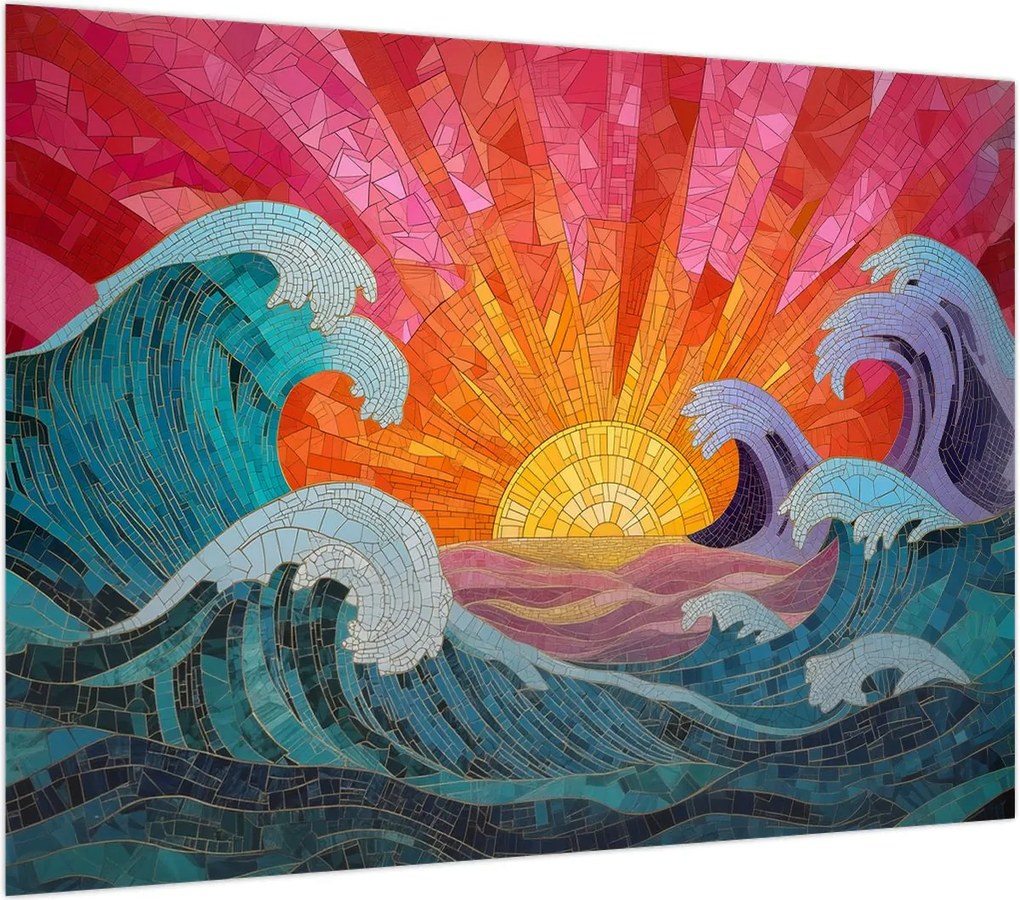 Obraz na szkle - Mozaika fal (70x50 cm)