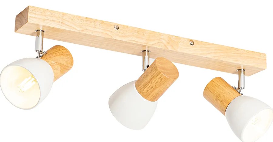 Drewniany plafon z regulowanym białym reflektorami 3-punktowym - Thorin