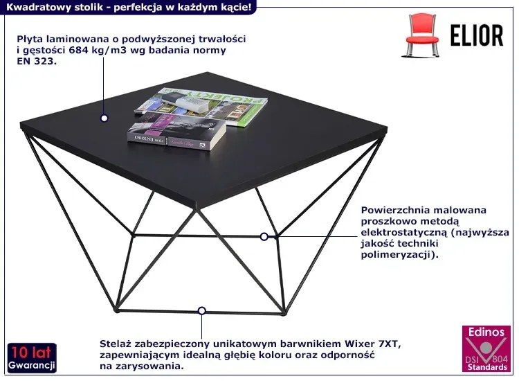 Czarny stolik kawowy w stylu loft - Galapi 3X