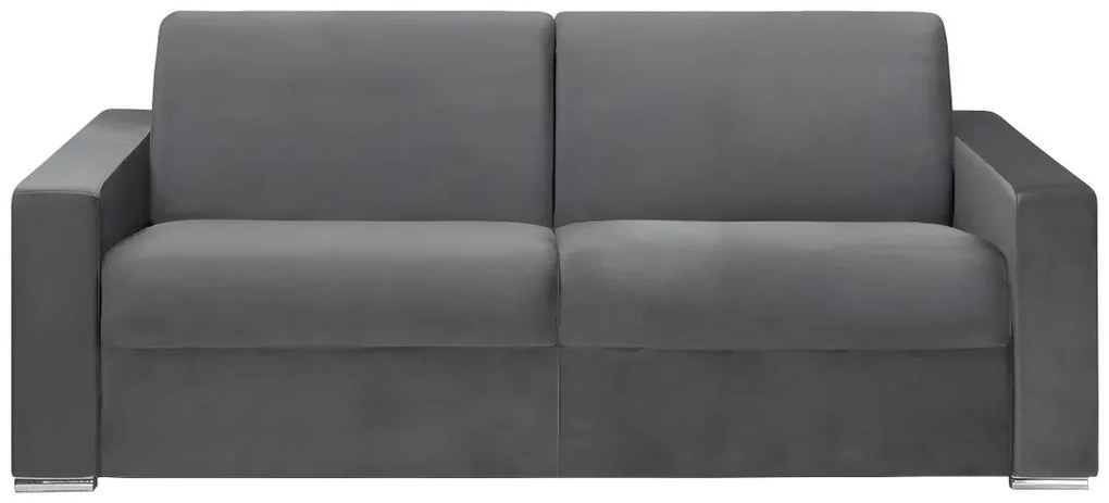 Kanapa 4-osobowa rozkładana z weluru CALITO - Kolor antracytowy - Łóżko 160  cm - Materac 14 cm
