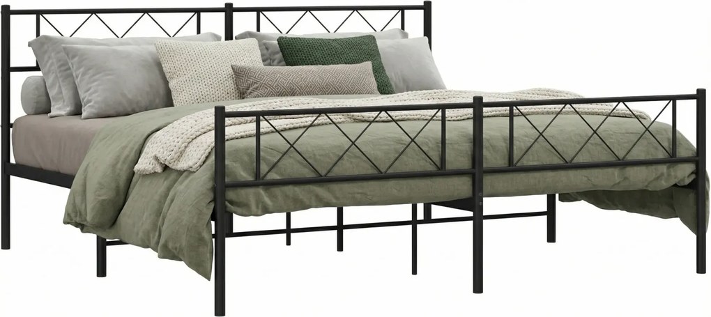 Czarne industrialne łóżko z metalu 140x200cm F4-S98