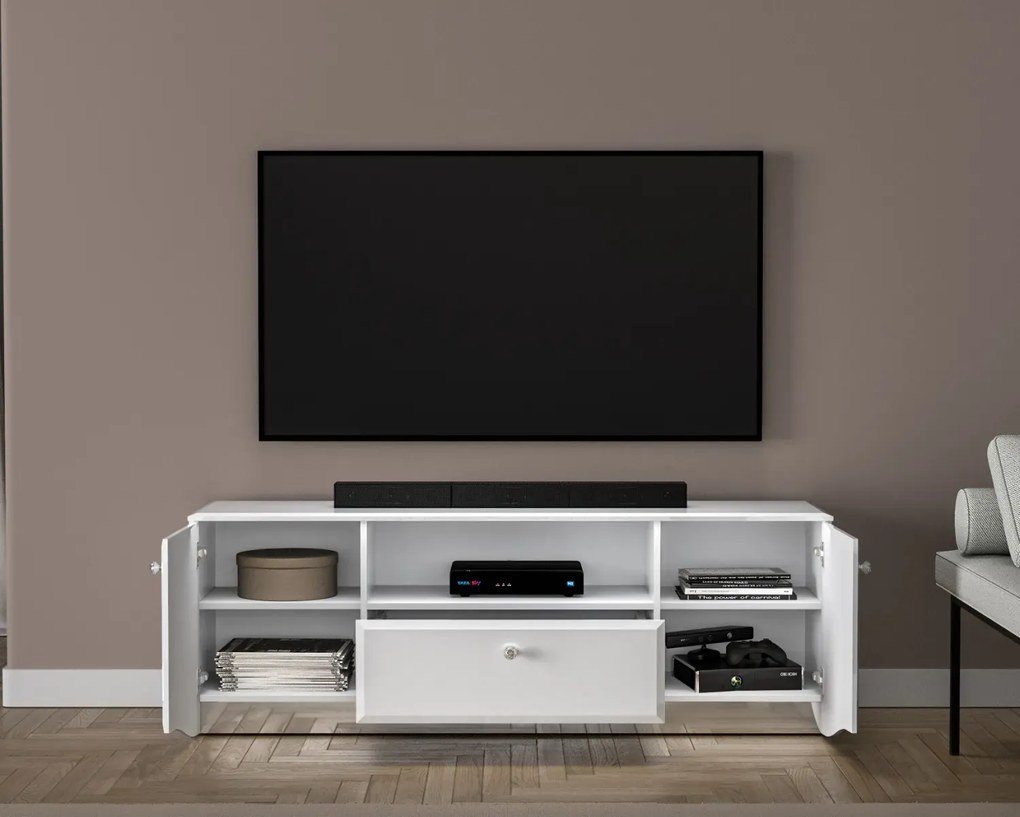 Szafka RTV BLANC 03 1D2S 160 biały połysk ML MEBLE