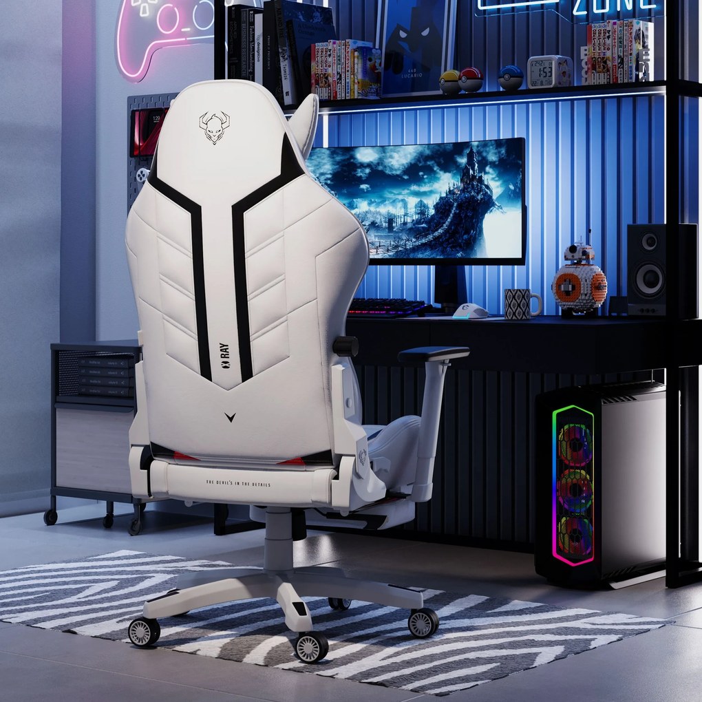 Fotel gamingowy Diablo X-Ray 2.0 Normal Size, biało-czarny