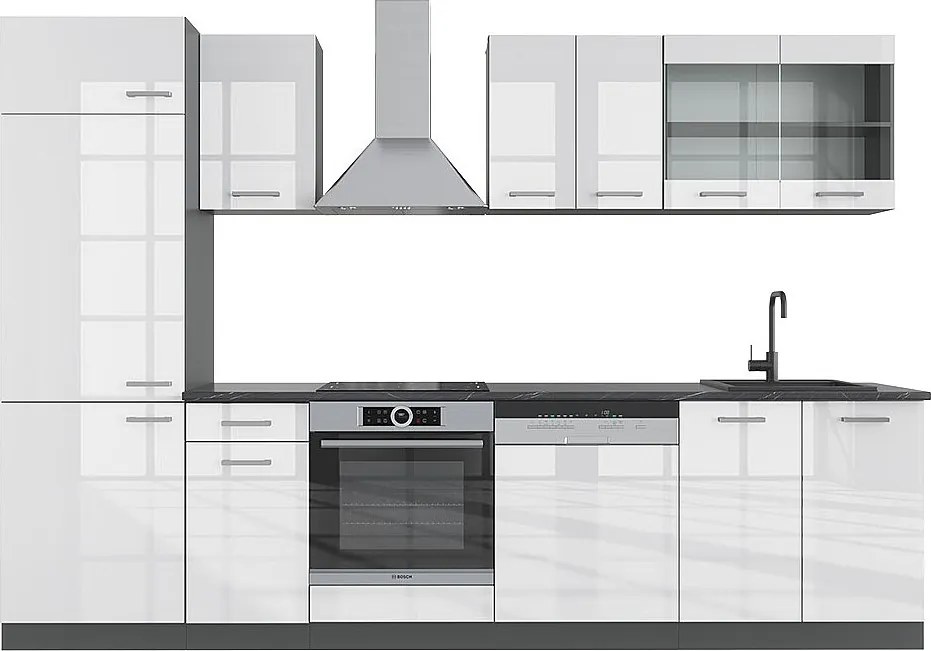 Aneks kuchenny biały wysoki połysk/antracyt 300x60x81.6 r-line