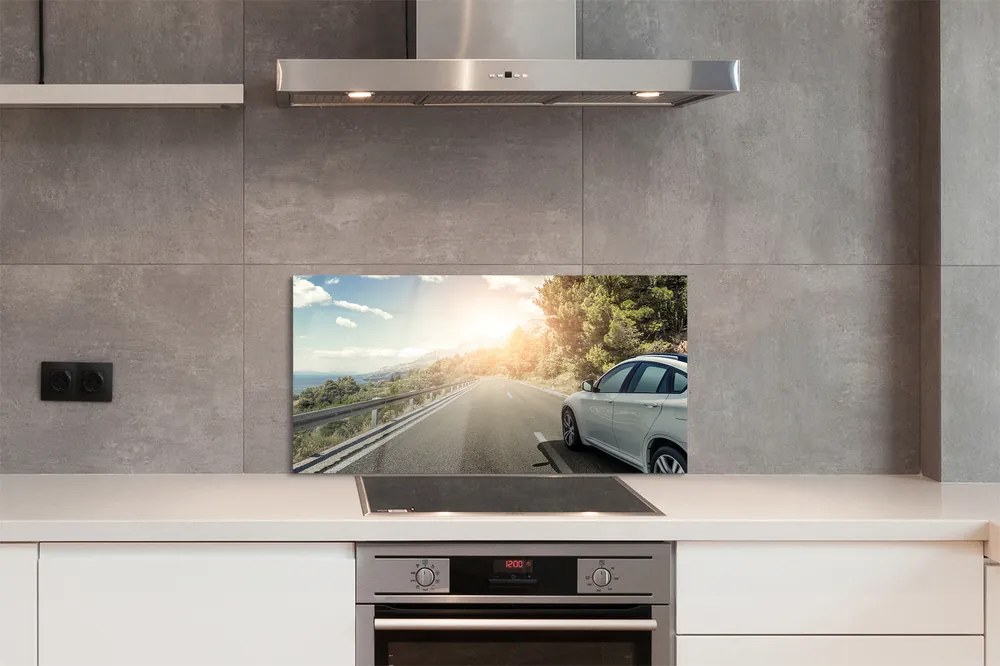 Panel szklany do Kuchni Samochód na Górskiej Drodze