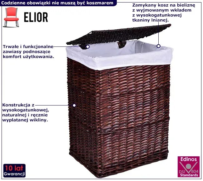 Wiklinowy kosz na pranie wenge 72L T6-G72