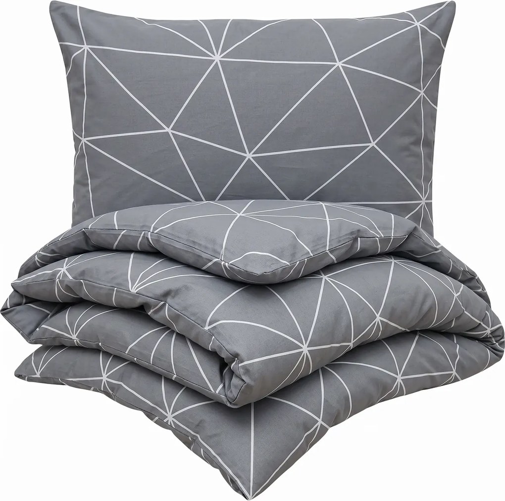 Kvalitex Bawełniana pościel Nordic Grid szary, 140 x 220 cm, 70 x 90 cm