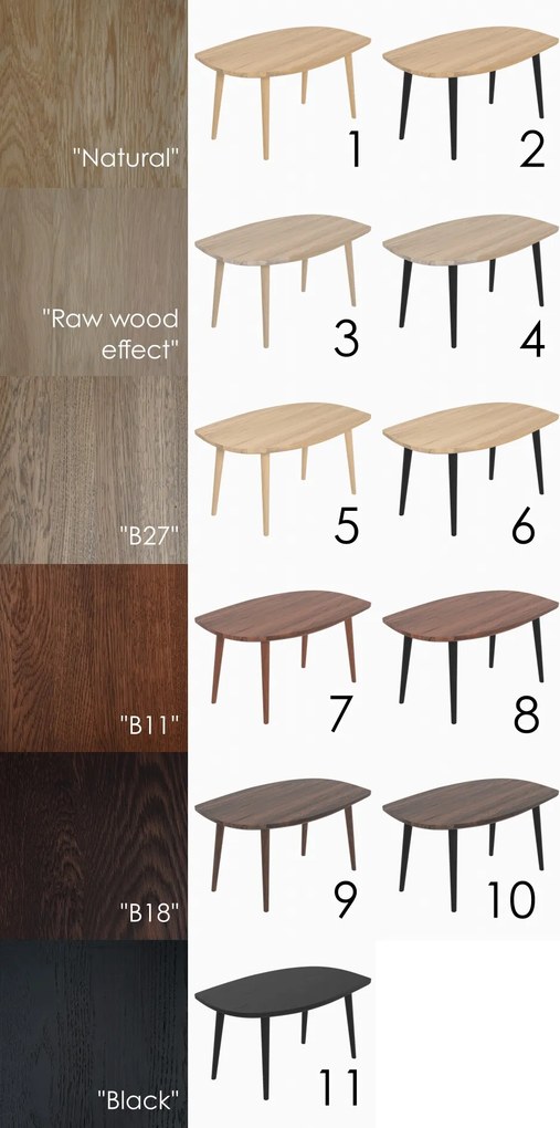 Stolik kawowy z drewna dębowego łezka P3 mały 60 cm
