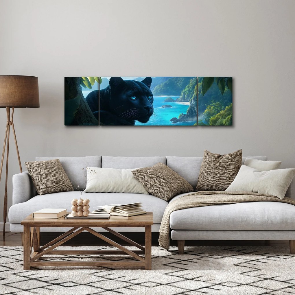 Obraz - Czarny panter w dżungli (170x50 cm)