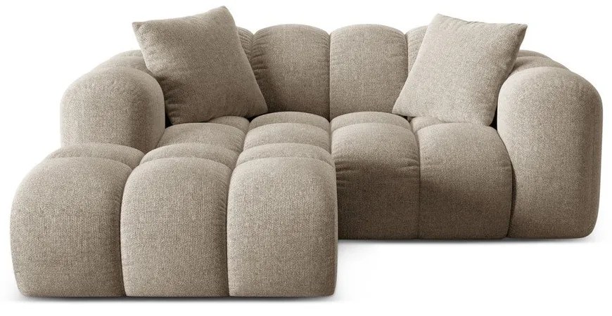 Jasnobrązowy narożnik z tkaniny szenilowej (lewostronny/z szezlongiem) Treno – Cosmopolitan Design