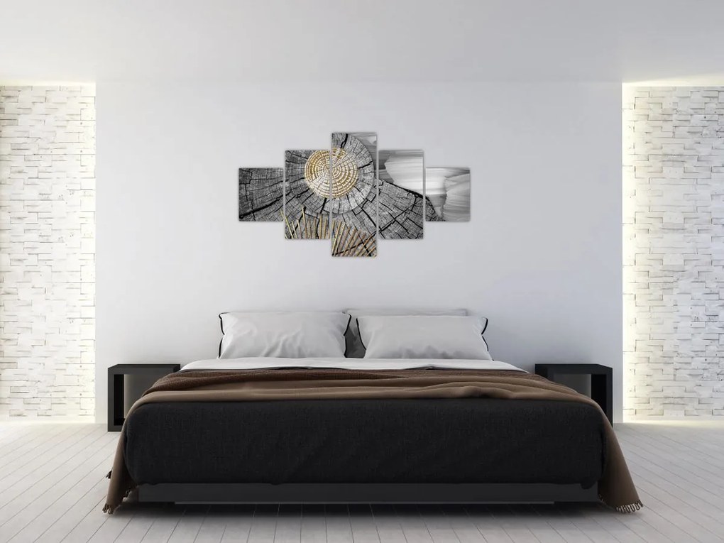 Obraz - Pień drzewa w kolażu (125x70 cm)