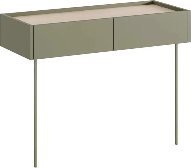 Toaletka Desin 100 cm z szufladami i metalowymi nogami - oliwka / dąb nagano