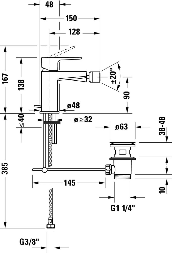 Duravit Manhattan jednouchwytowa bateria bidetowa