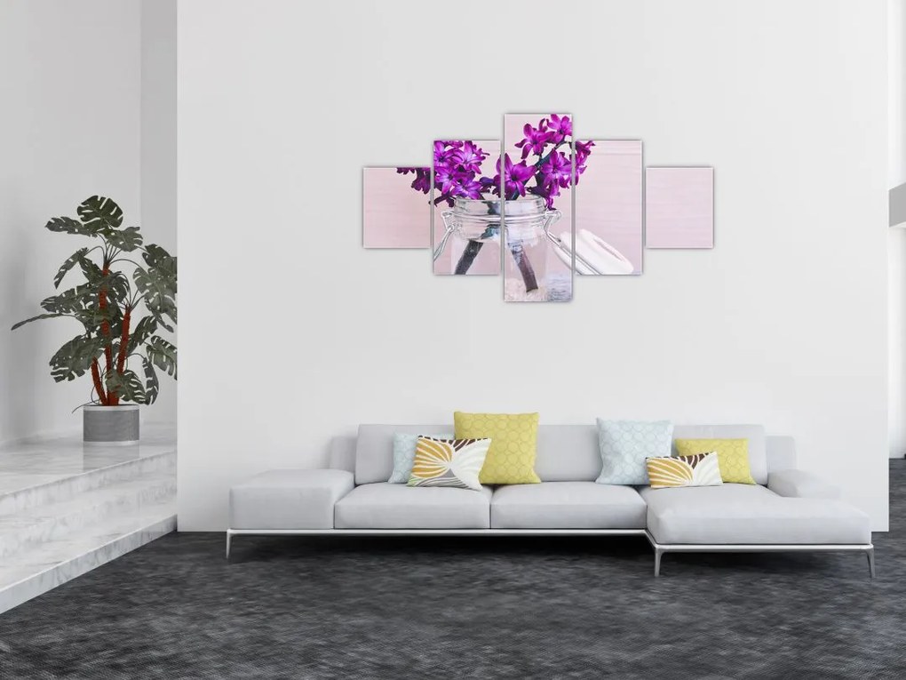 Obraz fioletowych kwiatów (125x70 cm)