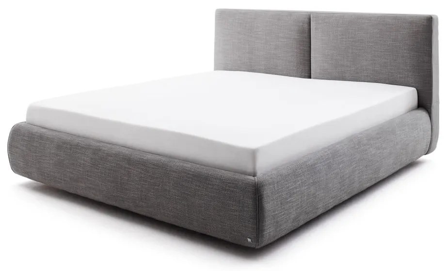 Ciemnoszare tapicerowane łóżko dwuosobowe ze schowkiem ze stelażem 180x200 cm Atesio – Meise Möbel