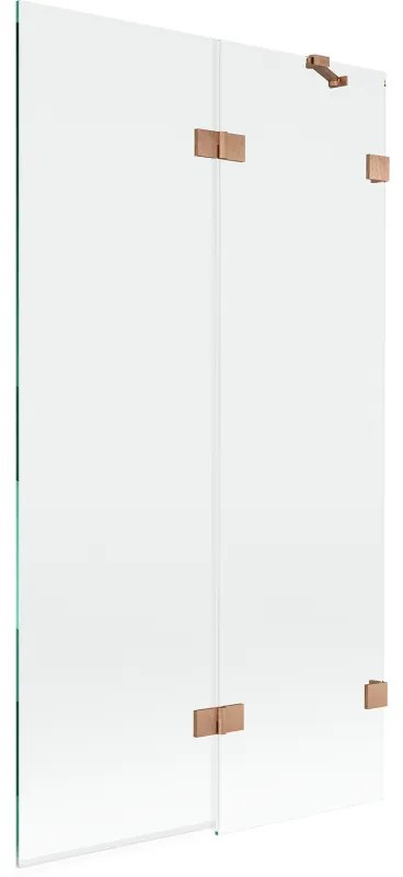 Mexen Lunar parawan nawannowy 2-skrzydłowy prawy 100 x 150 cm, transparent, miedź szczotkowana - 897-100-100-65-00-P