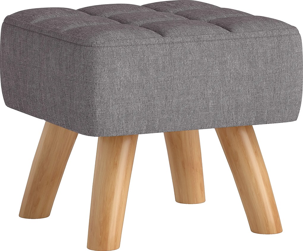 HOMCOM Pufa z wyściełaniem, imitacja lnu, drewniane nogi, maksymalne obciążenie 110 kg, szary