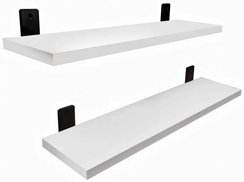 Komplet 2 białych półek ściennych 55 cm - Castello 3X