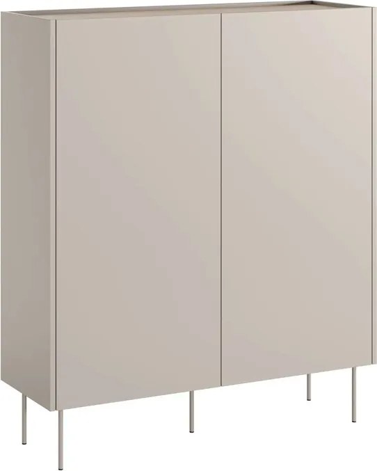Komoda wysoka Desin 120 cm dwudrzwiowa z ukrytymi szufladami - kaszmir / dąb nagano
