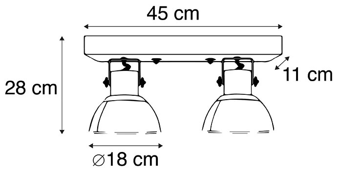 Przemysłowy Reflektorek / Spot / Spotow ciemnoszary drewno 2-źródła światła - MangoesPrzemysłowy Oswietlenie wewnetrzne
