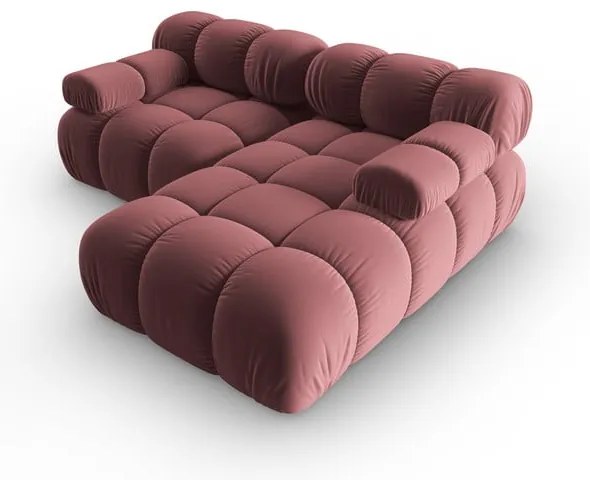 Różowy aksamitny narożnik (prawostronny) Bellis – Micadoni Home