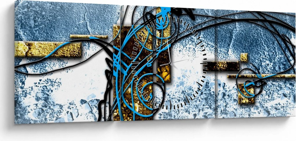 Abstrakcyjny obraz (z zegarem) (90x30 cm)