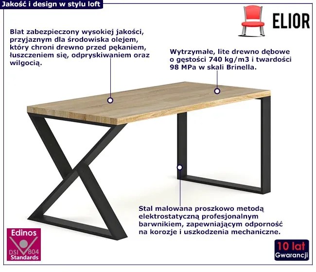 Drewniany stół w stylu industrialnym 150 x 70 Razia 4X