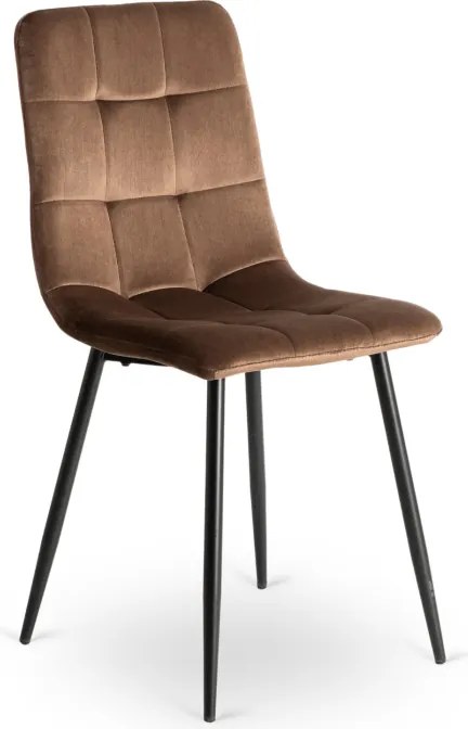 Zestaw Stół Okrągły LAUREN 90 cm Dąb Rustykalny/Czarny i 4 Krzesła PERU Brązowe Welurowe