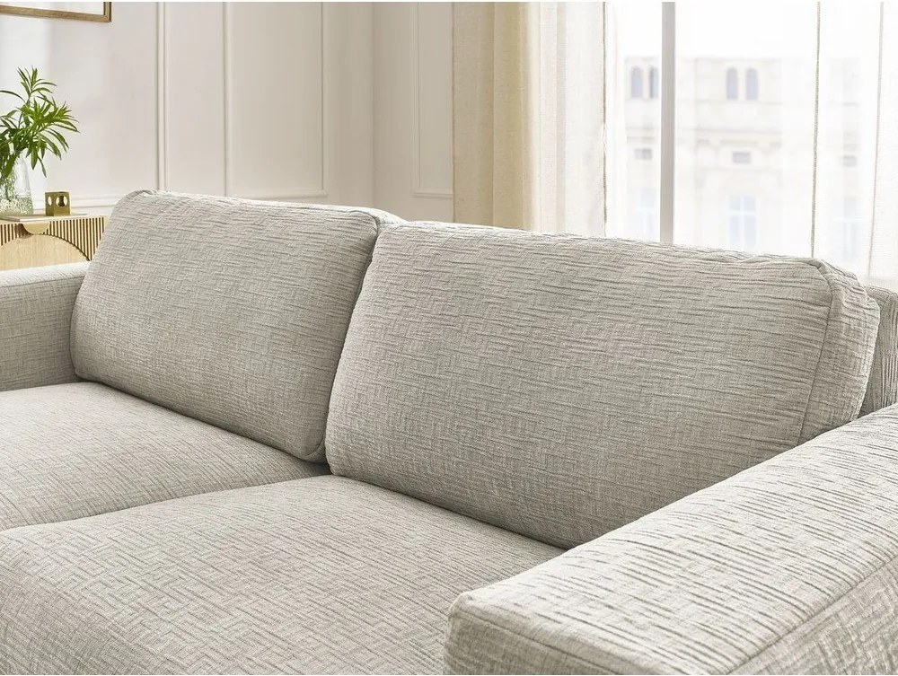 Beżowa rozkładana sofa do spania z tkaniny szenilowej 220 cm Hugo – Bobochic Paris
