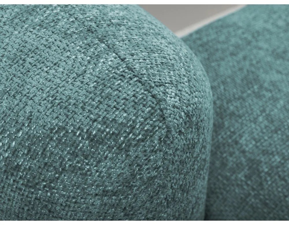 Niebieski narożnik rozkładany z tkaniny szenilowej ze schowkiem (prawostronny/z szezlongiem) Mele – Makamii