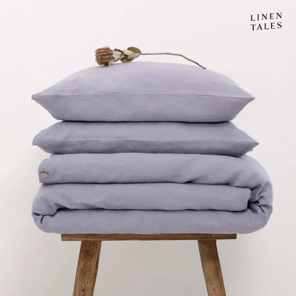 Jasnoszara pościel jednoosobowa z włókna konopnego 135x200 cm – Linen Tales
