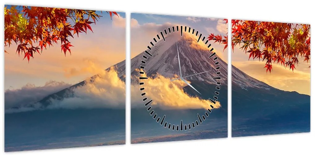 Obraz - Japonia, Góra Fuji (z zegarem) (90x30 cm)