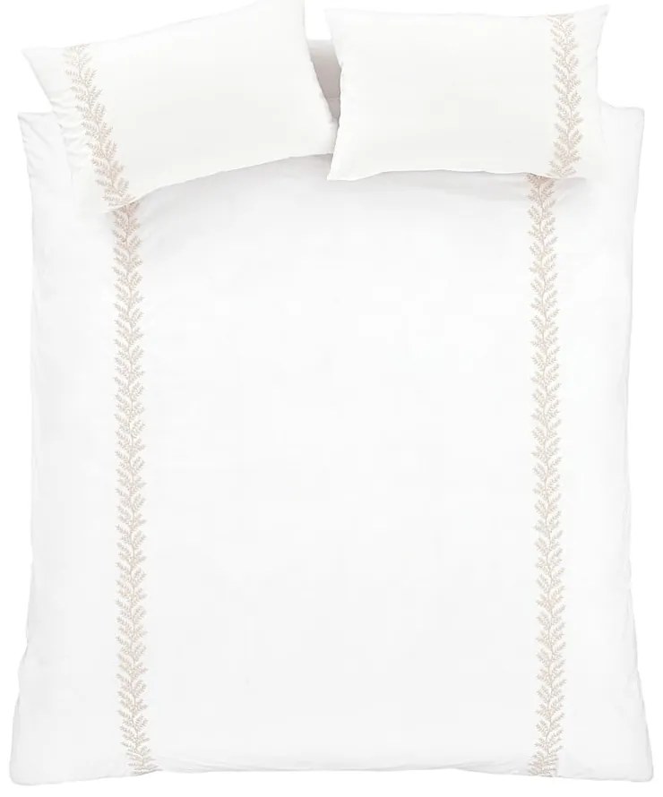 Biało-beżowa bawełniana pościel dwuosobowa 230x220 cm Embroidery Leaf – Bianca