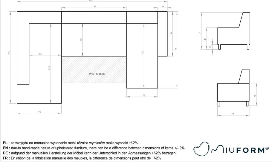 Ciemnoszara rozkładana sofa w kształcie litery "U" Miuform Dazzling Daisy, prawostronna