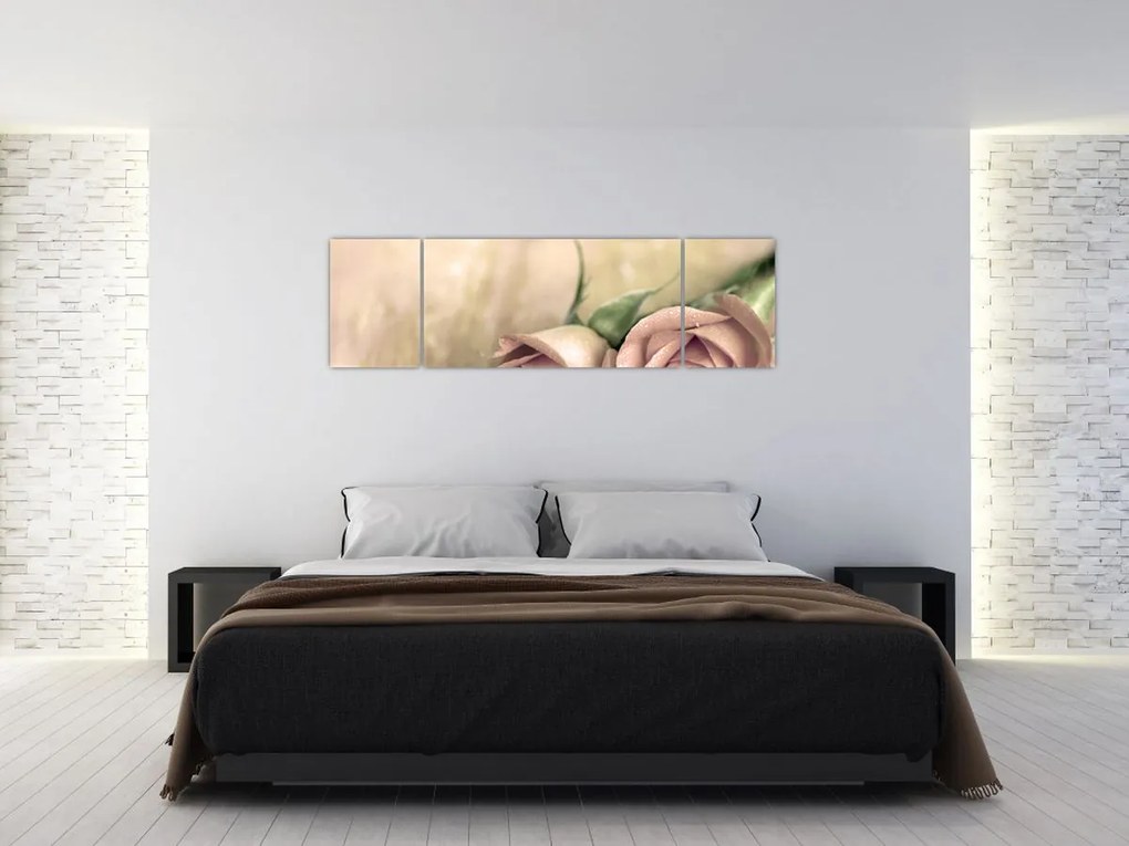 Obraz - Delikatne róże (170x50 cm)