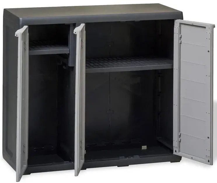 Trzydrzwiowa szafka balkonowa gospodarcza czarny + szary - Kendall 4X