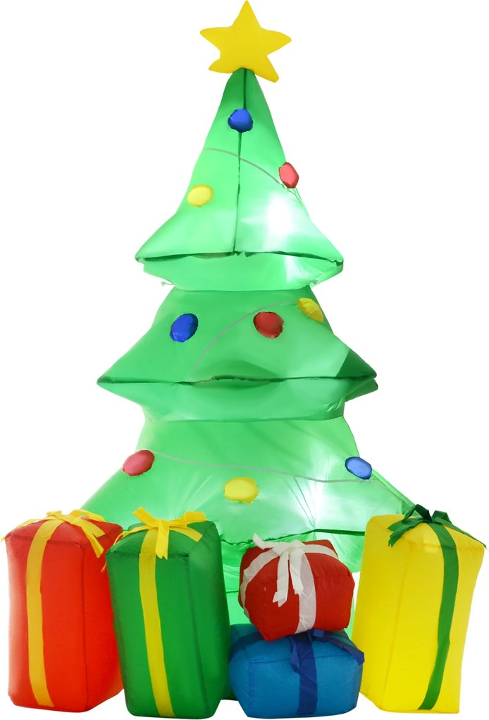 HOMCOM Nadmuchiwana dekoracja świąteczna z oświetleniem LED, prezentami, 150 cm, wodoodporna | Aosom PL