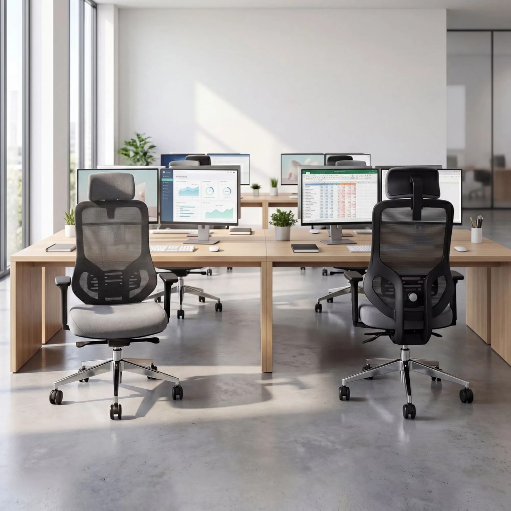 Fotel biurowy ergonomiczny z siatką ciemnoszary: AXIS