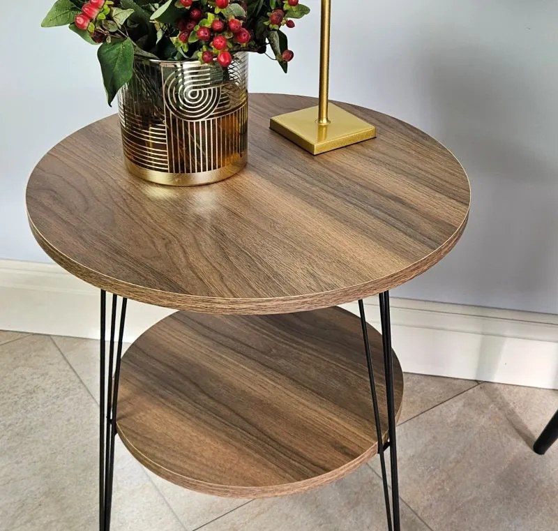 Stolik boczny, kawowy, orzech