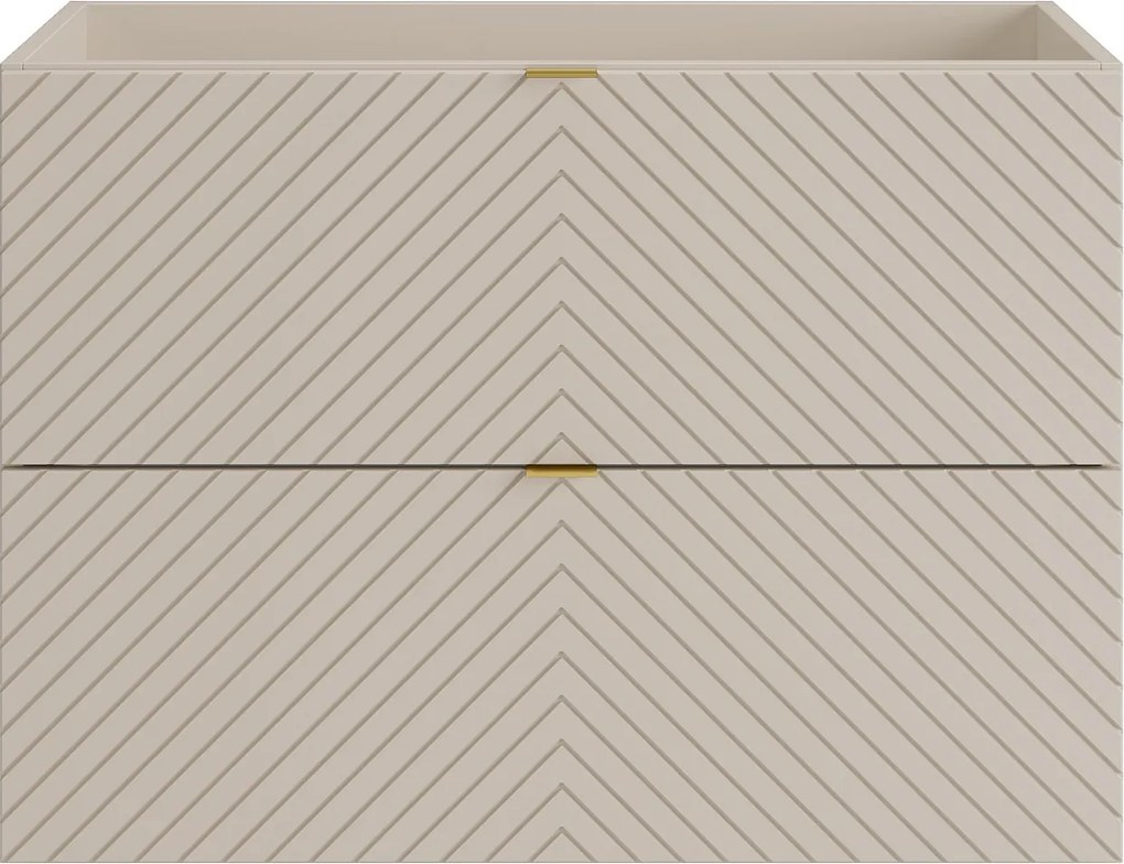 Szafka łazienkowa pod umywalkę wisząca w jodełkę – beż – 80 cm – DORIONI