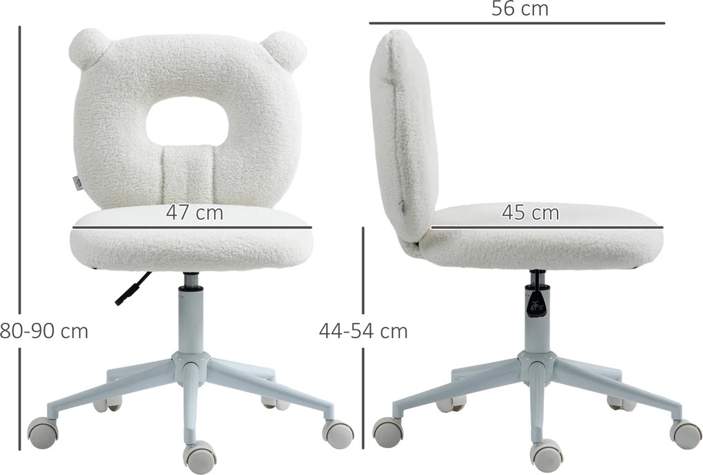 HOMCOM Fotel biurowy regulowany ergonomiczny obrotowy biały elegancki design | Aosom PL