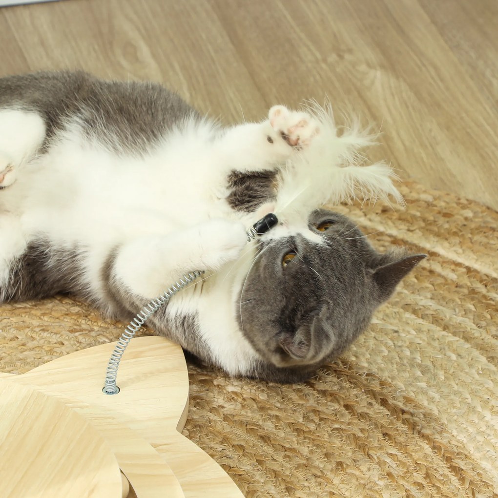 PawHut Drapak dla Kotów, 69 cm, Słup z Sizalu, Tor z Kulkami, Zabawka, Design 4-w-1, Kremowy