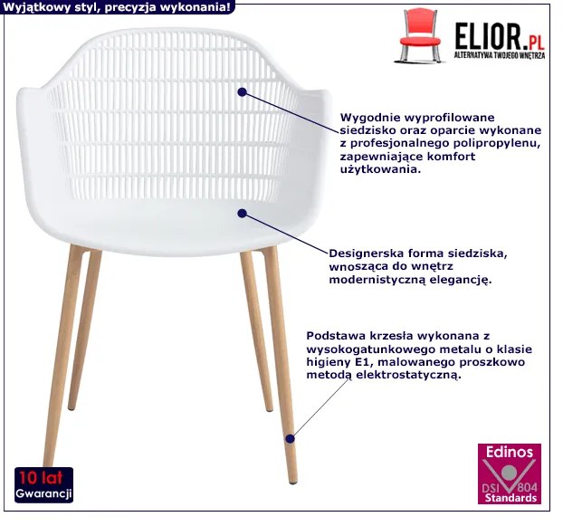 Białe krzesło ażurowe L4-P07