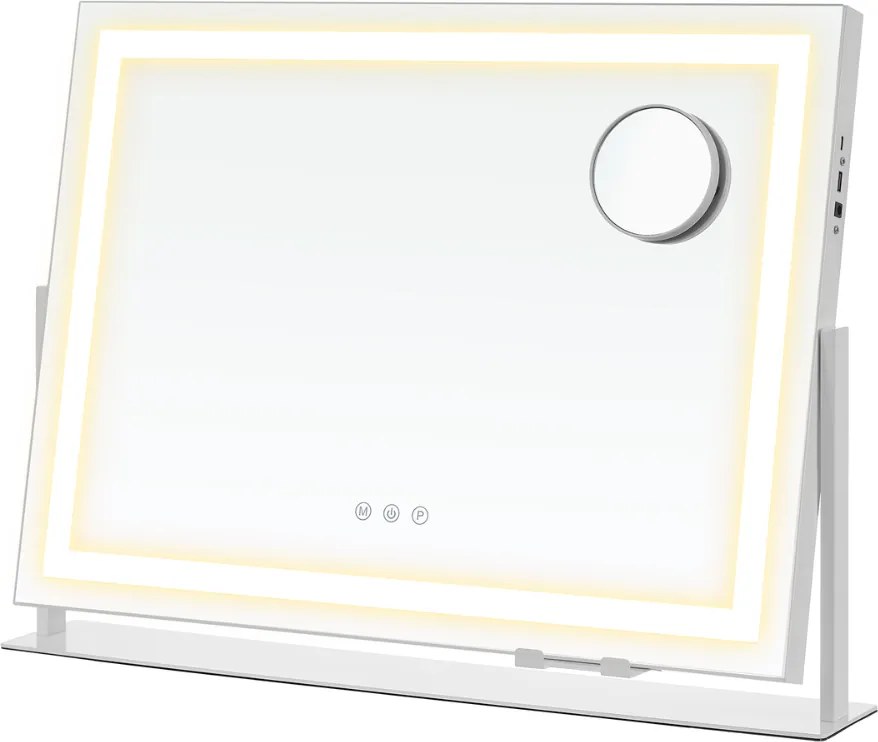 Lustro kosmetyczne DAHLIA z oświetleniem LED, 10x62,5x45,8 cm, biała SongmicsHome