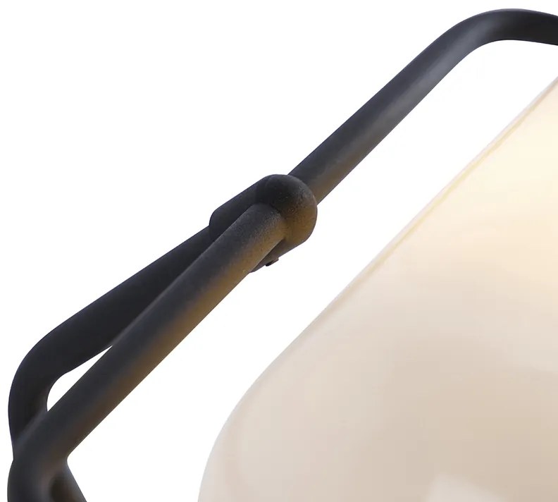 Klasyczna lampa notariusza czarna z opalowym szkłem - Banker klasyczny/Antyczny Oswietlenie wewnetrzne