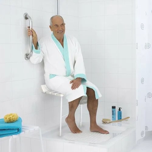 SAPHO A0020301 Składane siedzisko do kabinyprysznicowej z podparciem, białe